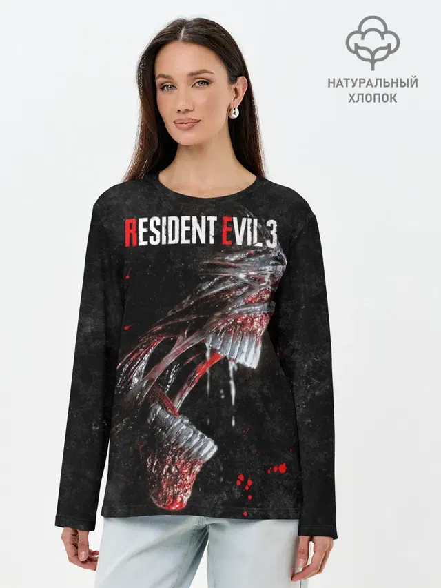 Лонгслив женский с принтом «Horror — RE3 — Nemesis»