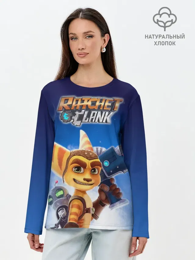 Лонгслив женский с принтом «Ratchet & Clank — Рэтчет и Кланr»