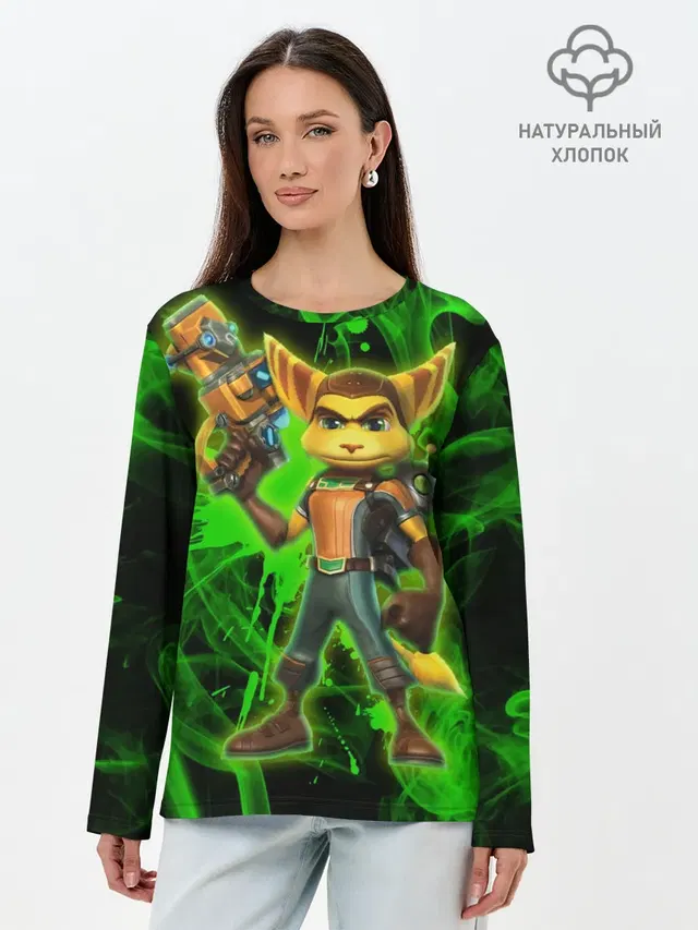 Лонгслив женский с принтом «Ratchet & Clank — Рэтчет и Кланr»