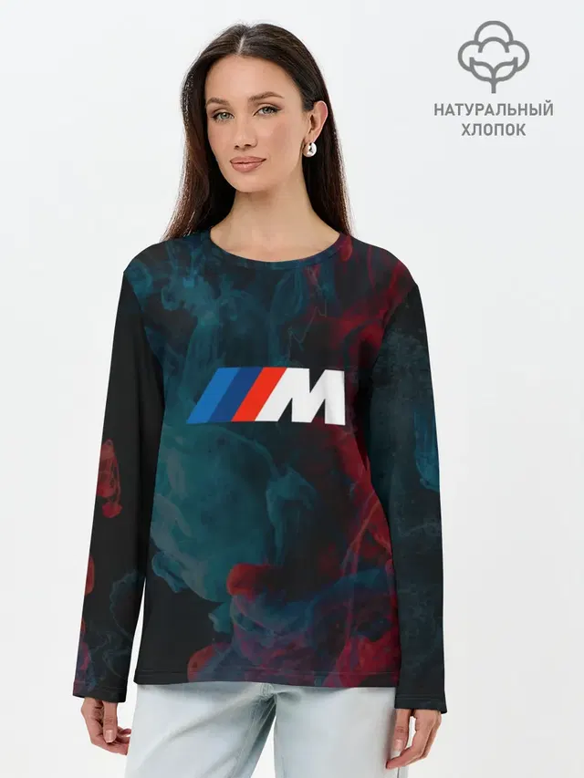 Лонгслив женский с принтом «BMW — BMW M Power — БМВ М»