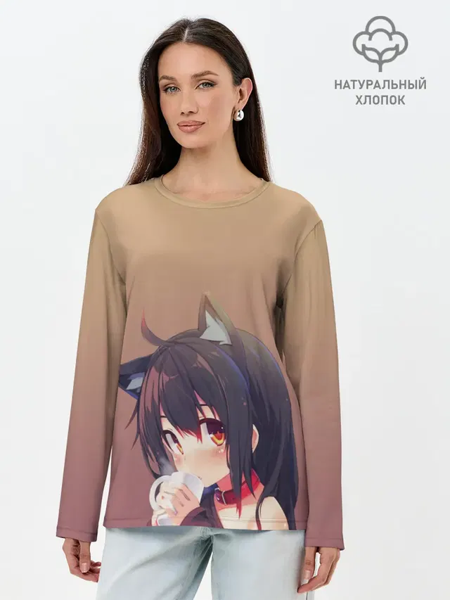 Лонгслив женский. Хлопок