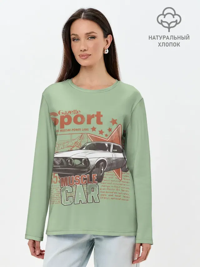 Лонгслив женский с принтом «Retro — Muscle car»