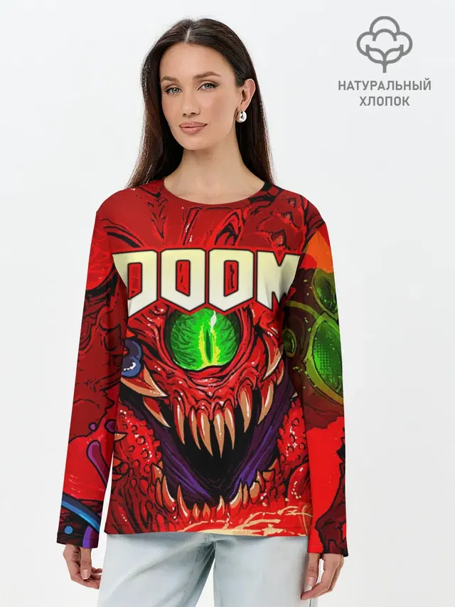 Лонгслив женский с принтом «Дум — DOOM Eternal»