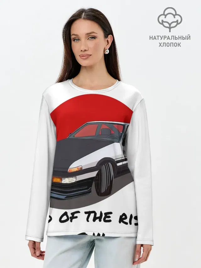 Лонгслив женский с принтом «JDM Style — Land of the rising sun»