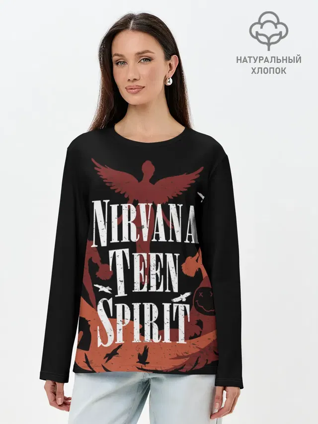 Лонгслив женский с принтом «Nirvana Teen Spirit»
