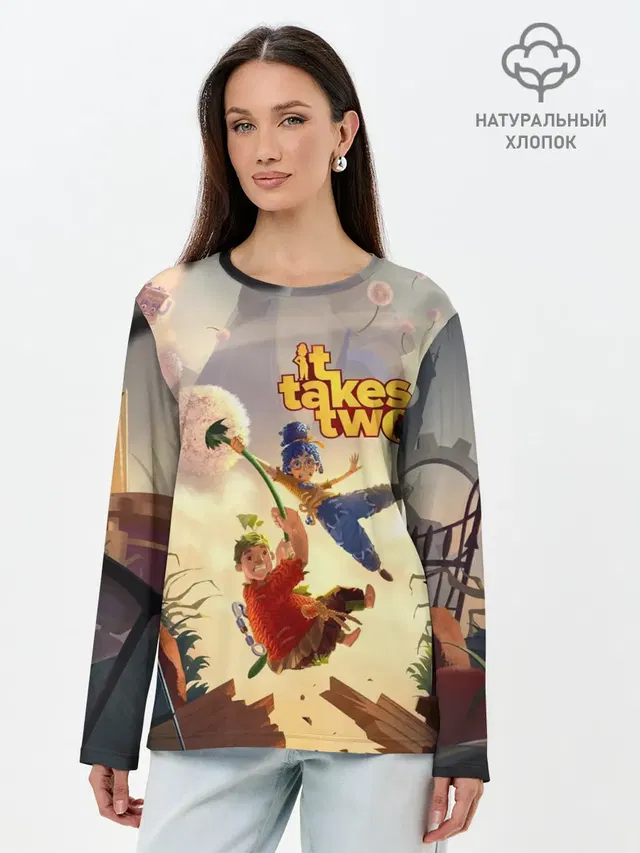 Лонгслив женский с принтом «It takes two»