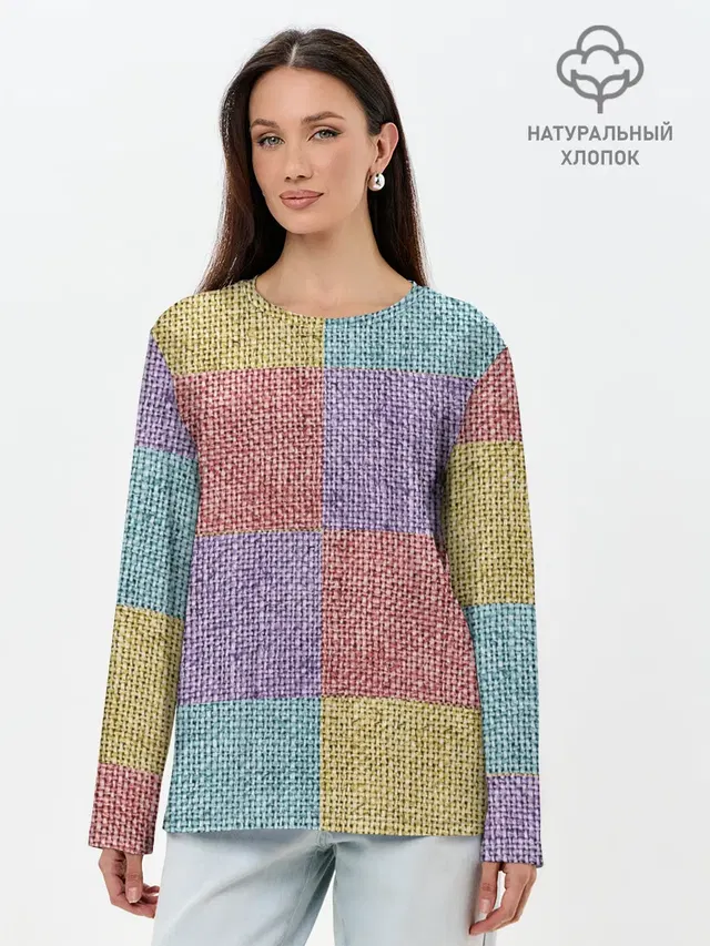 Лонгслив женский с принтом «Patchwork»