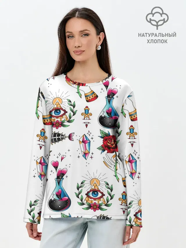 Лонгслив женский. Хлопок