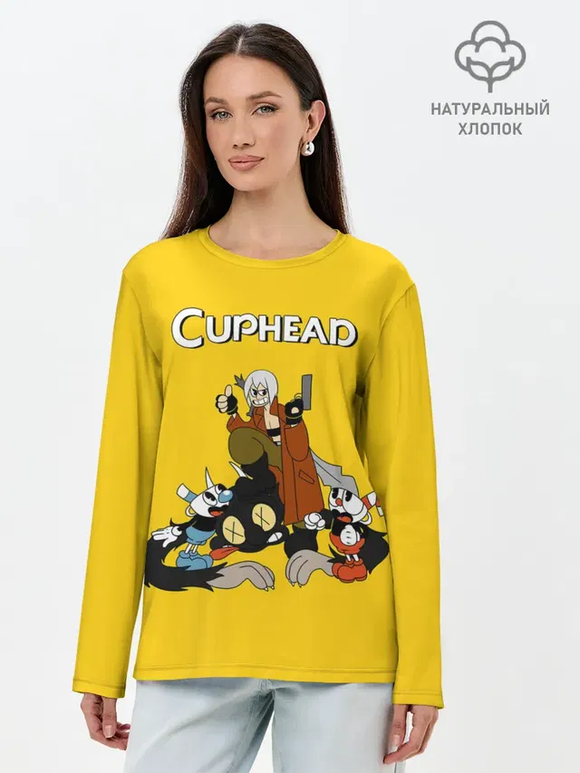 Лонгслив женский с принтом «Devil May Cry — Cuphead x DMC»