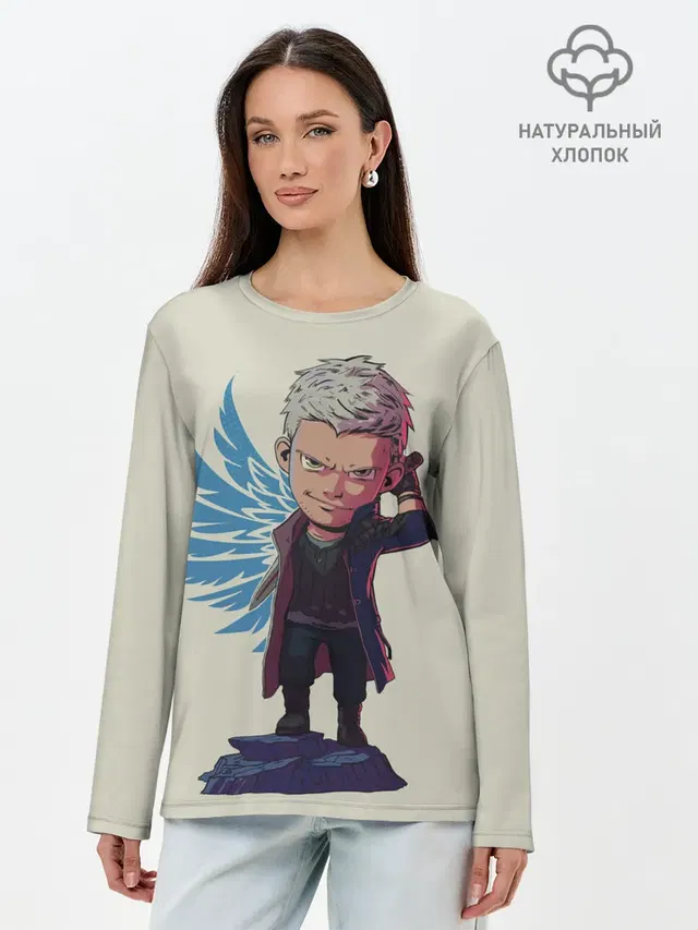 Лонгслив женский с принтом «Devil May Cry — Nero Big head»