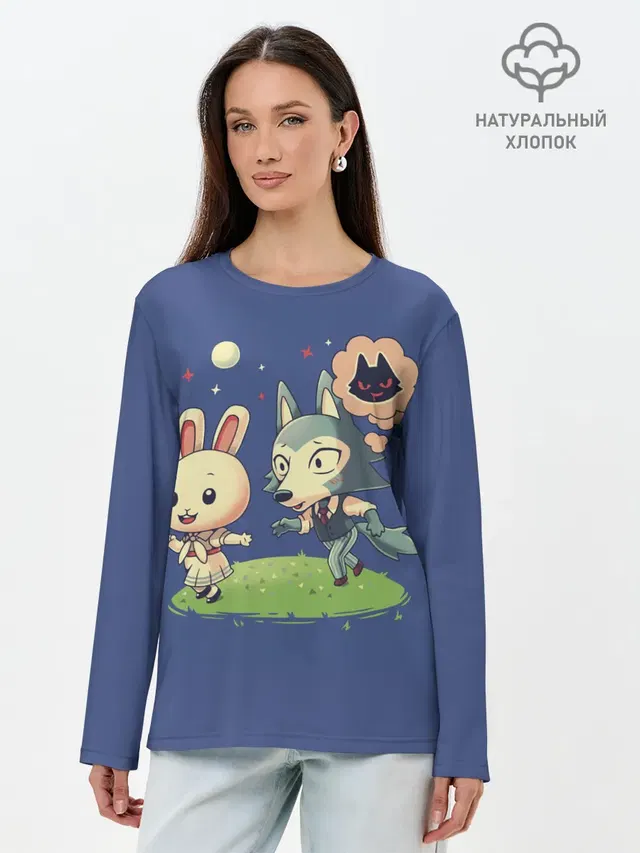 Лонгслив женский с принтом «Beastars — Зайка и волчек»