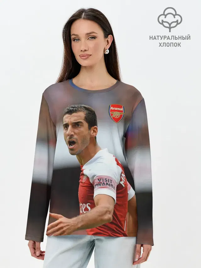 Лонгслив женский с принтом «Генрих Мхитарян — H. Mkhitaryan — Arsenal»