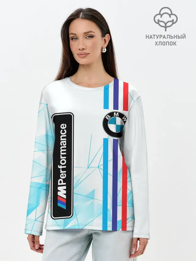 Лонгслив женский с принтом «BMW — M PERFORMANCE»