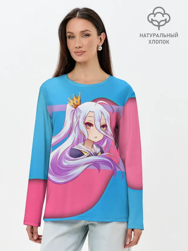 Лонгслив женский с принтом «No Game No Life — Sweet Shiro»