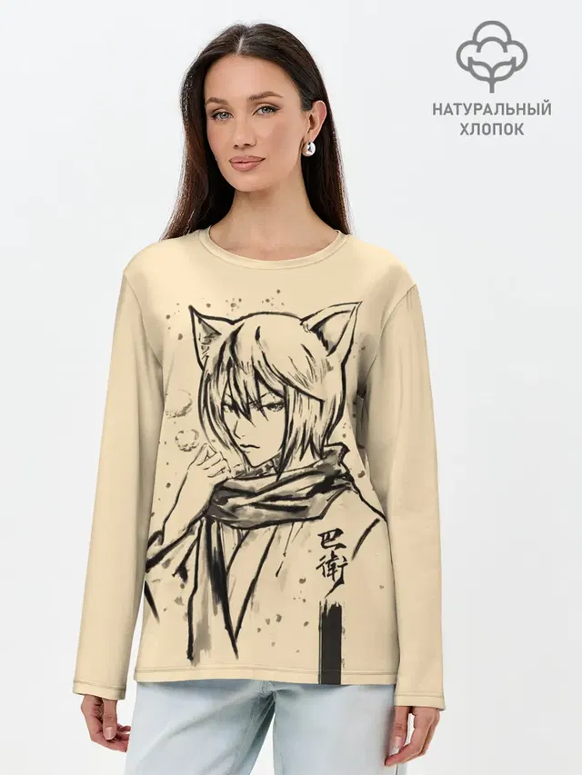 Лонгслив женский с принтом «Очень приятно, Бог — Kitsune Tomoe»