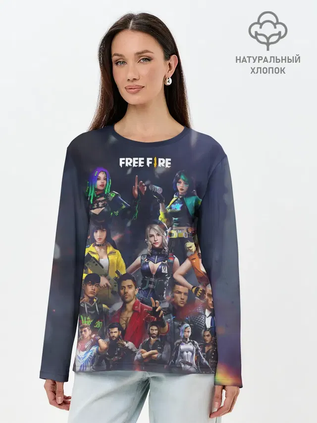 Лонгслив женский с принтом «Game characters — Free fire»