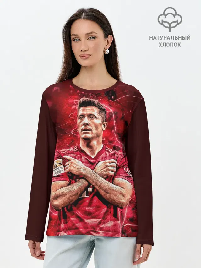 Лонгслив женский с принтом «Левандовски Lewandowski 9»