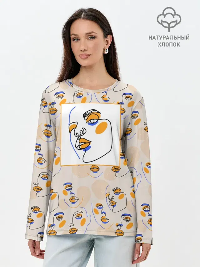 Лонгслив женский. Хлопок