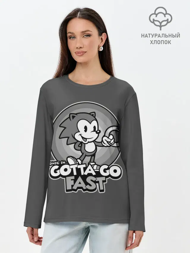 Лонгслив женский с принтом «Соник — Retro Sonic»