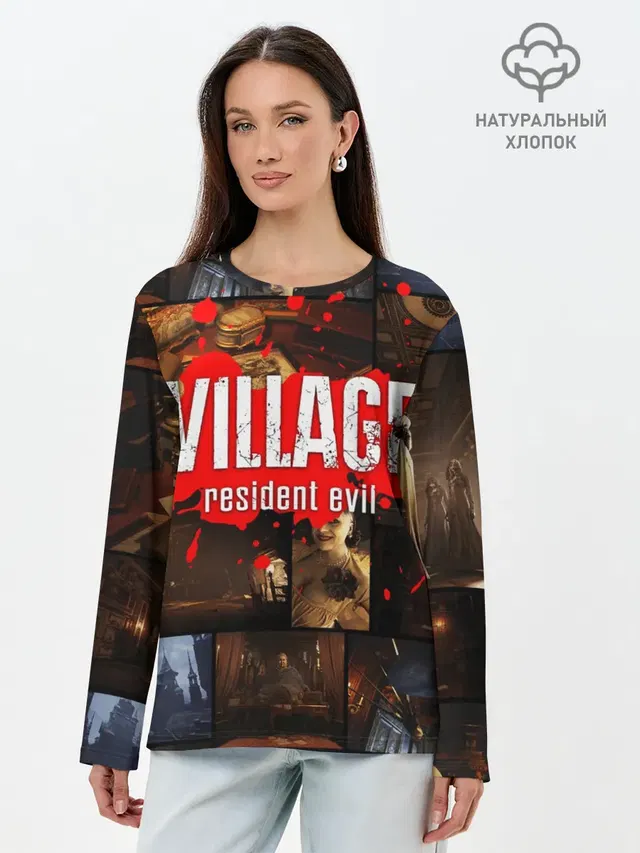 Лонгслив женский с принтом «Castle Dimitrescu — RESIDENT EVIL 8 VILLAGE»