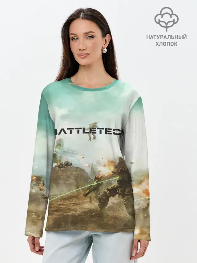Лонгслив женский с принтом «BattleTech — Битва мехов»