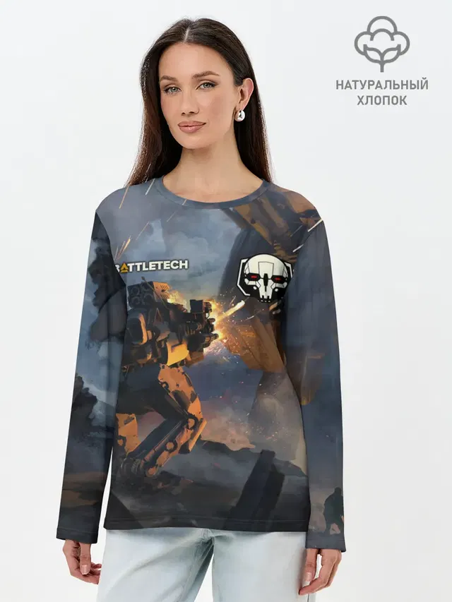 Лонгслив женский с принтом «BattleTech — Battletech warrior»