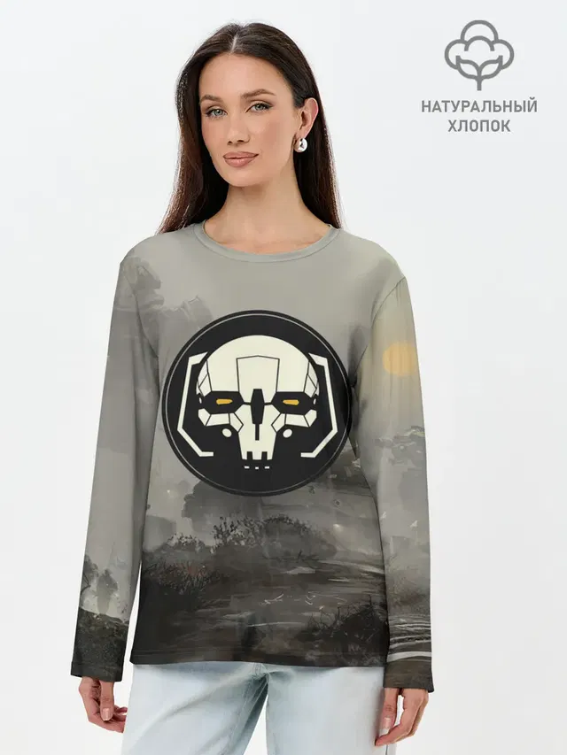 Лонгслив женский с принтом «BattleTech — SkulMech»