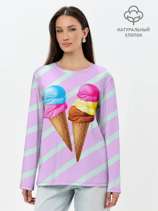 Лонгслив женский. Хлопок