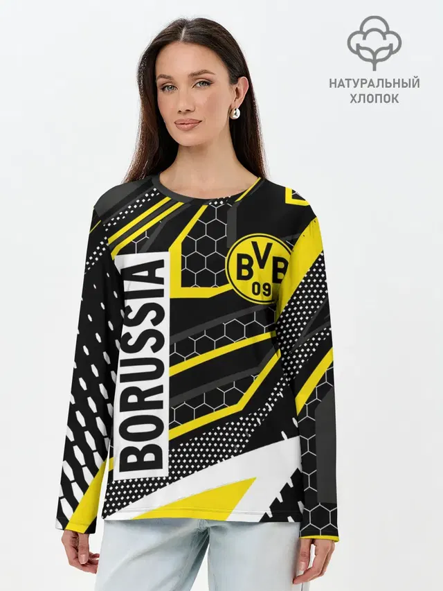 Лонгслив женский с принтом «ФК Боруссия — FC BORUSSIA»