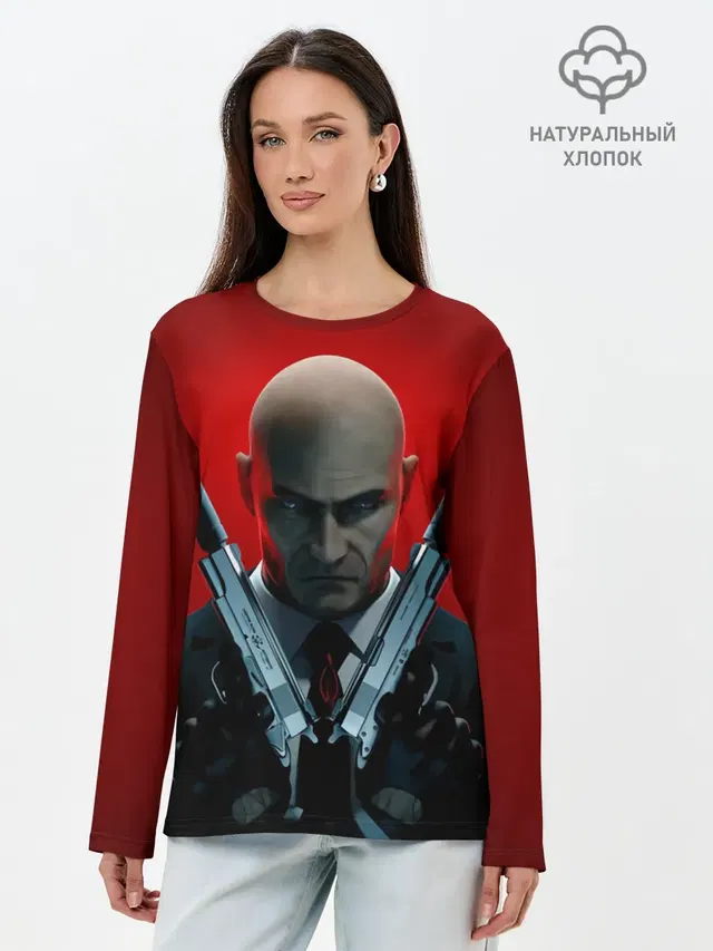 Лонгслив женский с принтом «Hitman — Agent here»
