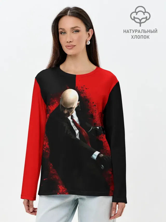 Лонгслив женский с принтом «Hitman — Hitman splash»