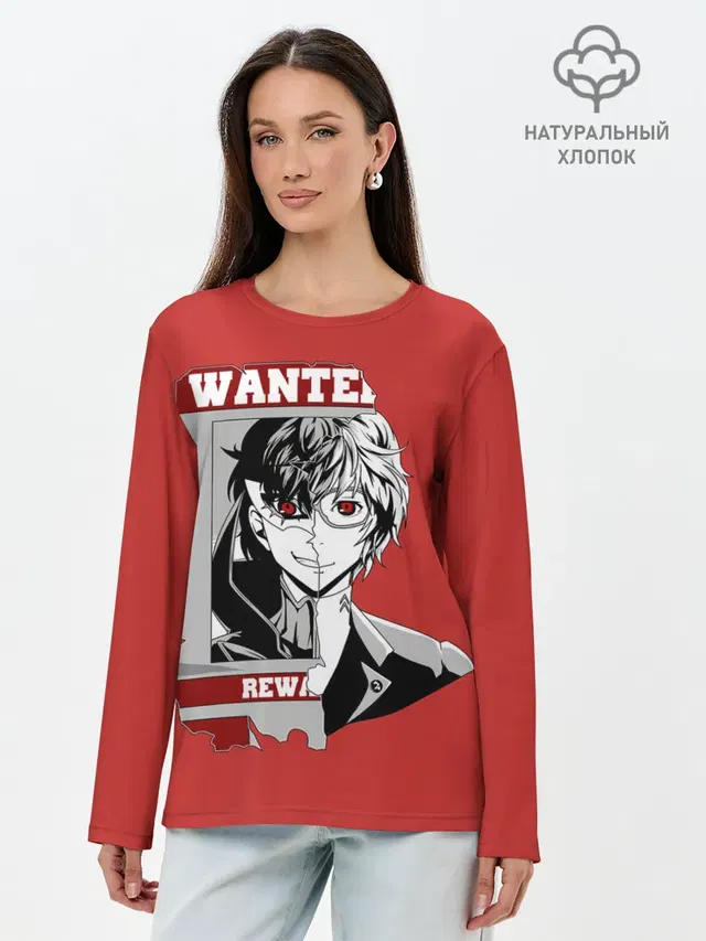 Лонгслив женский с принтом «Persona 5 — Разыскивается Рей»