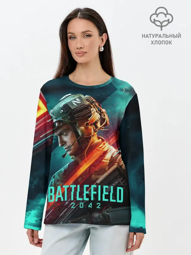 Лонгслив женский с принтом «BATTLEFIELD — Battlefield 2042 Soldier»