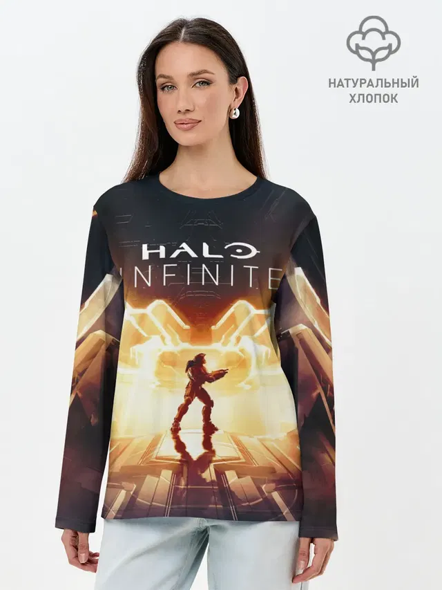 Лонгслив женский с принтом «Halo infinite Мастер Чиф»