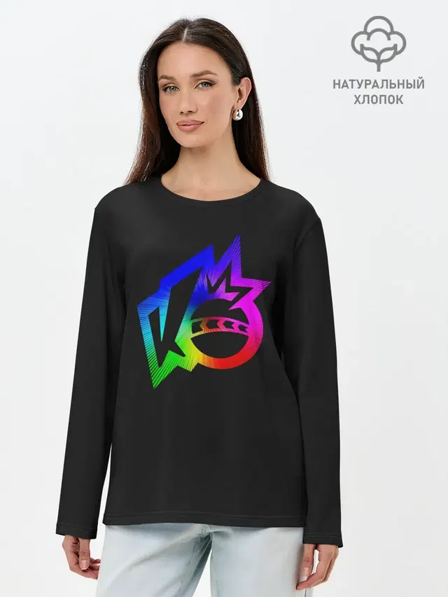 Лонгслив женский с принтом «The knockout city — Knockout city. Rainbow logo»