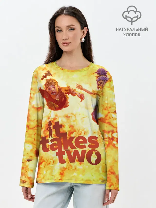 Лонгслив женский с принтом «It takes two»