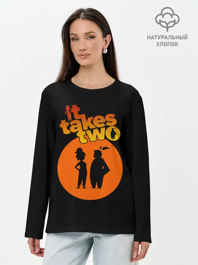 Лонгслив женский с принтом «It takes two»