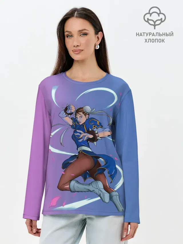 Лонгслив женский с принтом «Street Fighter — Dengerous Chun Li»