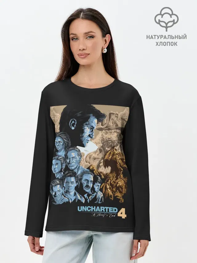 Лонгслив женский с принтом «Uncharted — Команда Анчартед»