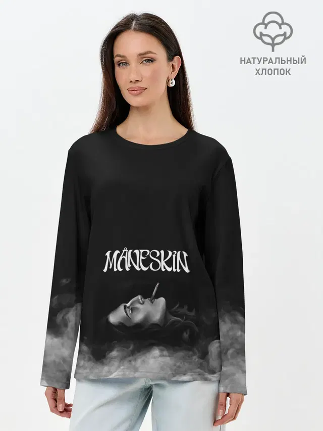 Лонгслив женский с принтом «Maneskin — Дамиано Давид — Монэскин»