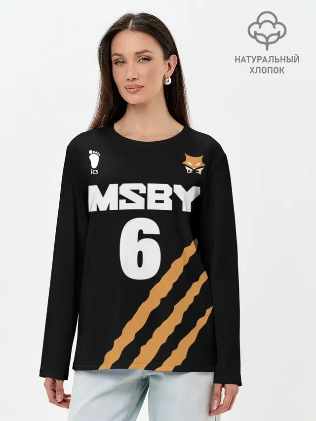 Лонгслив женский с принтом «Хайкью — 6 — MSBY — BLACK JACKALS»