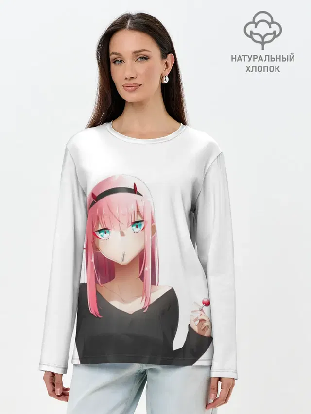 Лонгслив женский с принтом «Darling in the FranXX — ZERO TWO — 002»