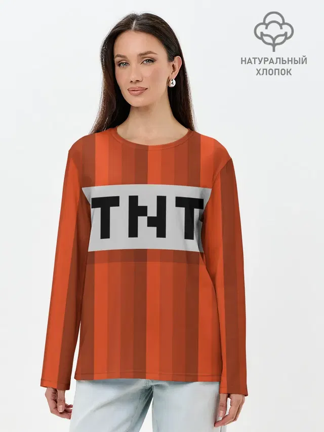 Лонгслив женский с принтом «Майнкрафт — TNT»