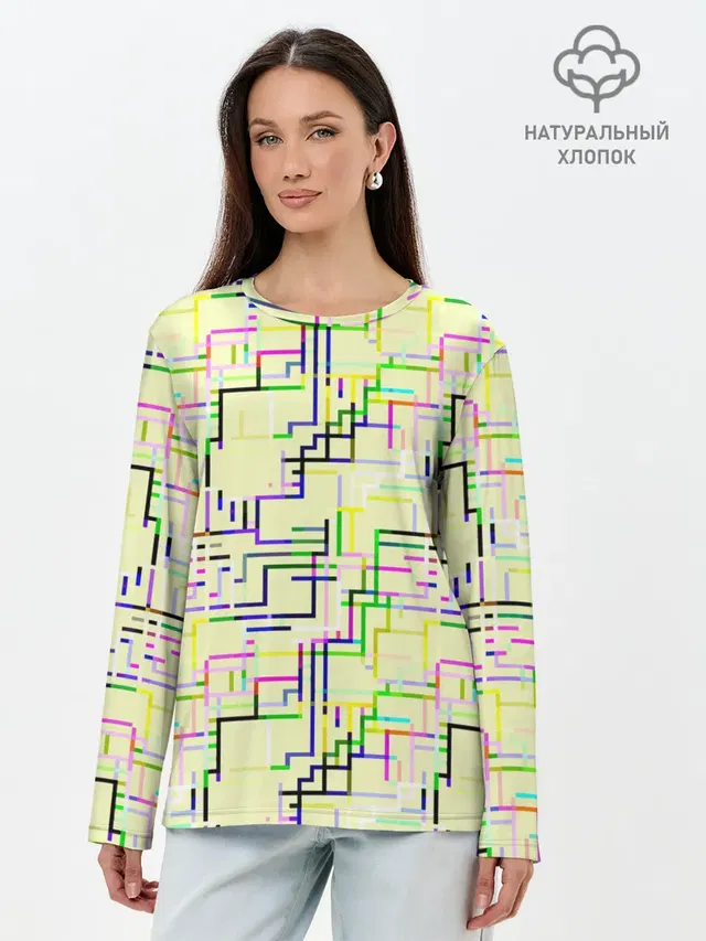 Лонгслив женский с принтом «Геометрия — Geometric Color»