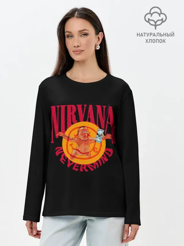 Лонгслив женский с принтом «Nevermind»