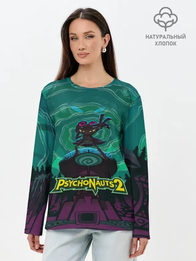 Лонгслив женский с принтом «Разные игры — PsychoNauts 2 Рас»