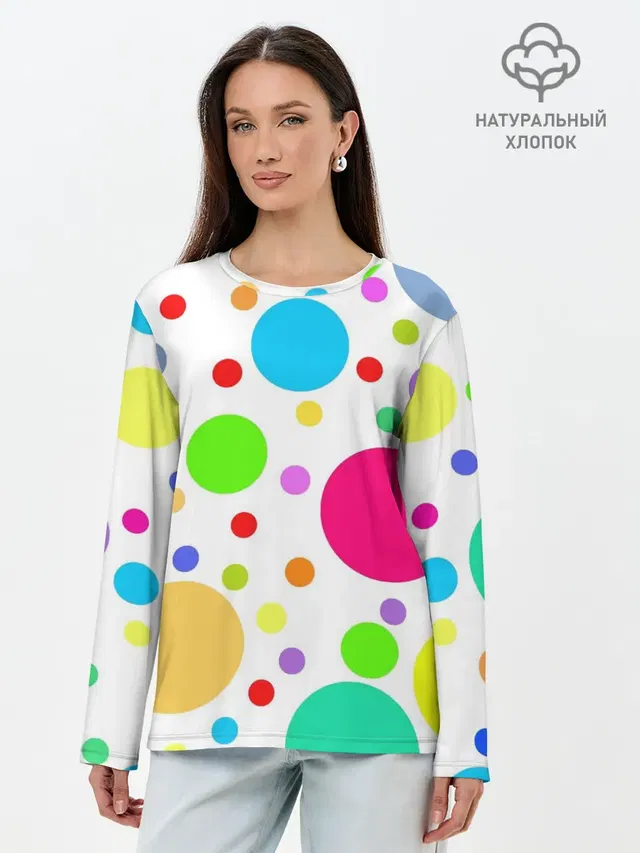 Лонгслив женский с принтом «Polka dot»