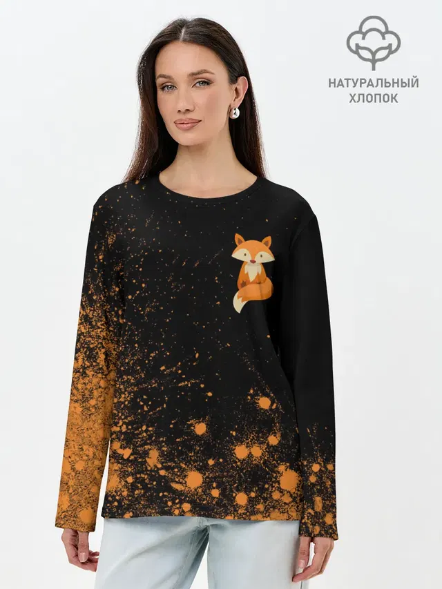 Лонгслив женский с принтом «Лисы — Foxy - Paint»