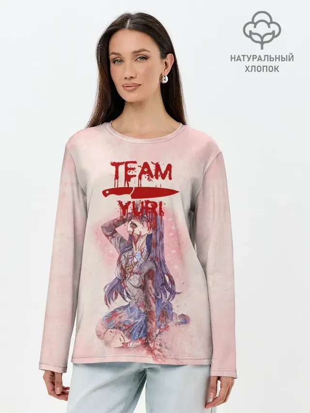 Лонгслив женский с принтом «Doki Doki Literature Club — Team Yuri — Доки Доки»