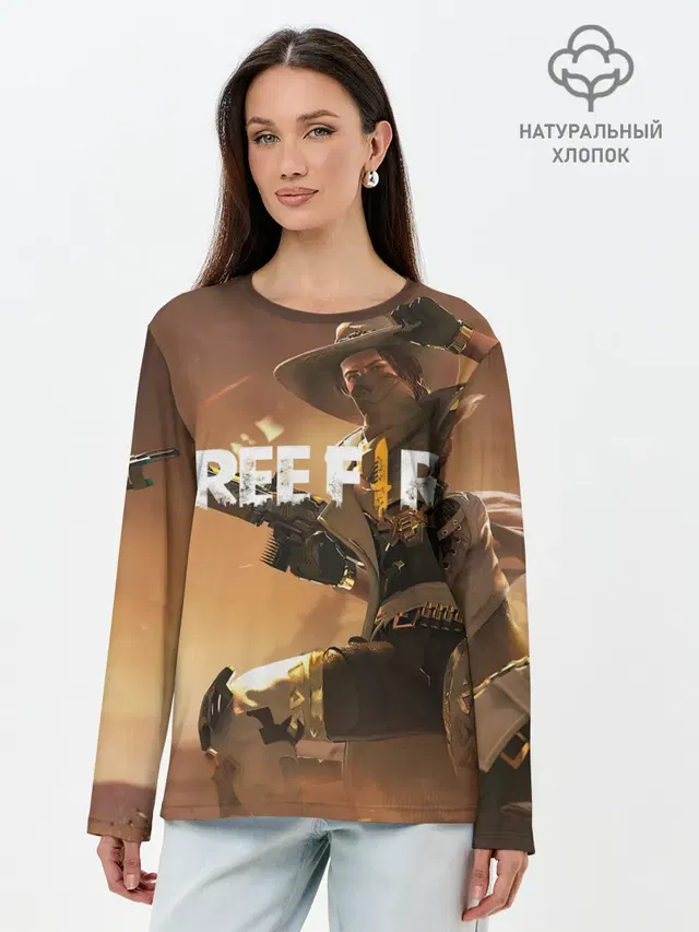 Лонгслив женский с принтом «Cowboy — FREE FIRE»
